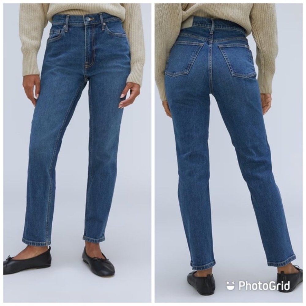 Everlane women’s the original cheeky jeans straight high rise denim 33 crop NWT